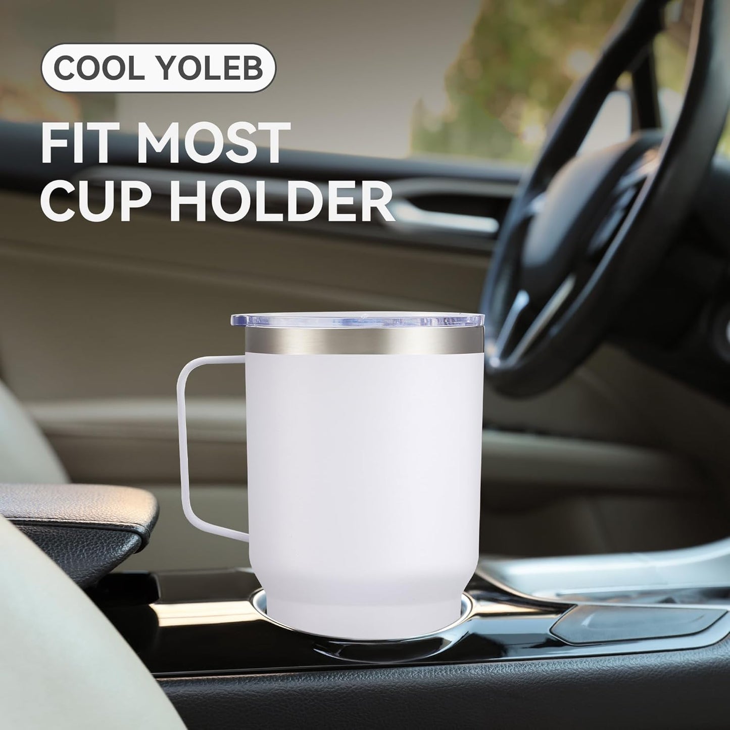 30 oz Tumbler with Handle and Lid, Stainless Steel Tumblers Double Wall Vacuum Insulated Travel Mug Leak Proof Cup Keep Drinks Cold and Hot Black, 1 Pack