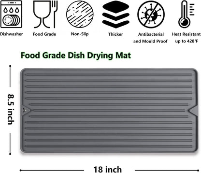 Dish Drying Mat, Mini Silicone Drying Mat for Kitchen Counter, Heat Resistant Silicone Mat for Countertop Protector, Super Thick Non-Slip Dish Drying Pad for Coffee Cup/Bottle/Glassware