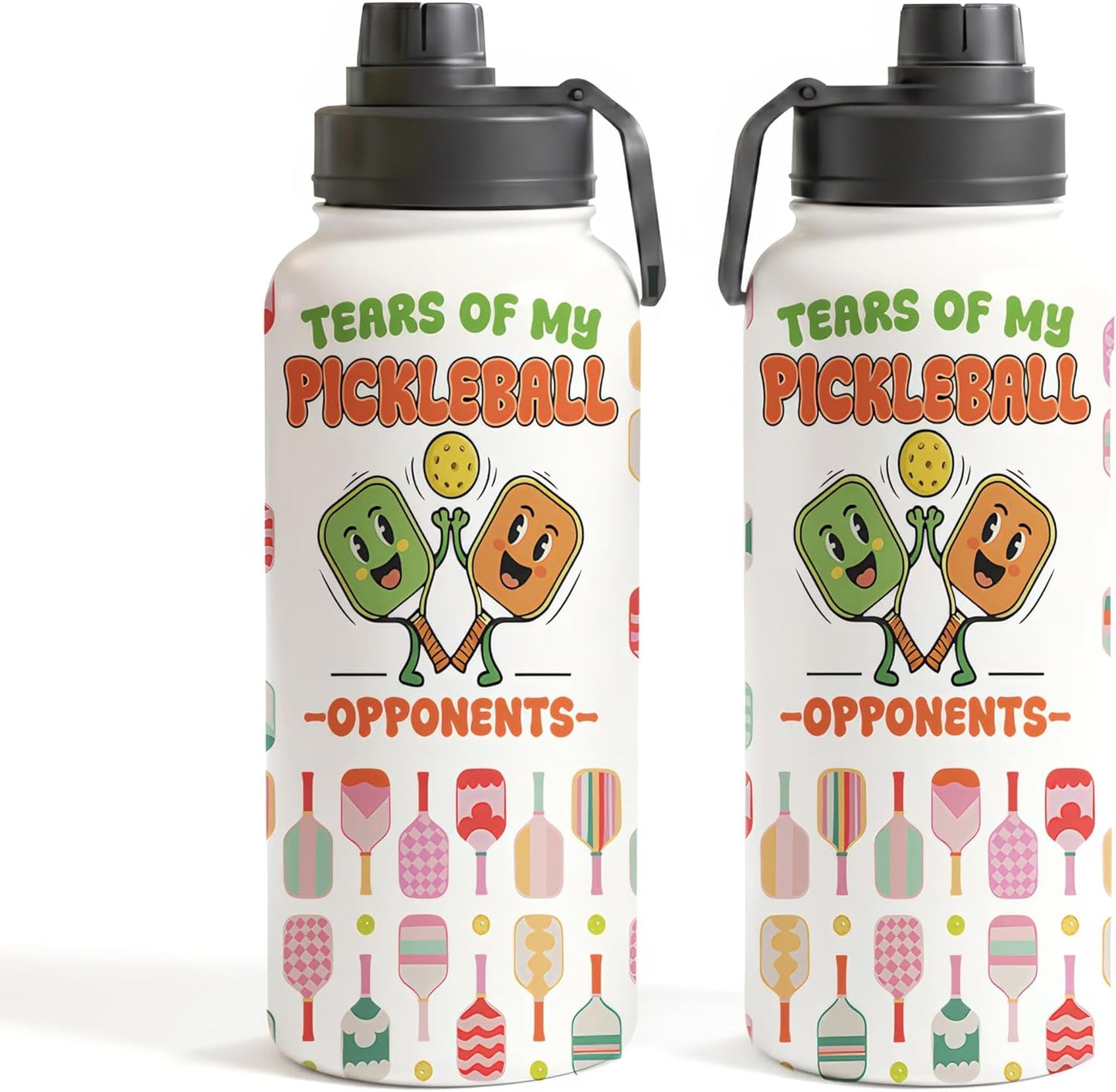 Funny Pickleball Water Bottle 32oz with Lid, Tears of My Pickleball Opponents, Pickleball Gifts for Pickleball Players, Pickleball Lovers, Sports Bottle for Women Men, Stainless Steel