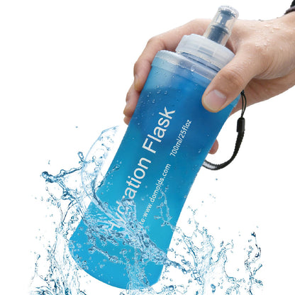 AXEN Collapsible Water Bottle with Filter System, Soft Hydration Flask for Trail Running, Camping, Hiking, Cycling, 700ml Slate Green
