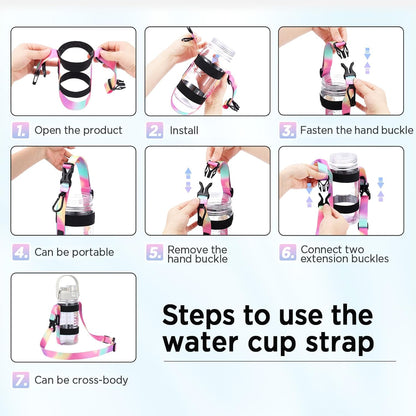 EasyAcc Water Bottle Holder Strap Sling, for Owala FreeSip 24 32 40 oz, Hydro Flask, Cirkul, Yeti, Stanley Flip, Universal Water Bottles, with Carabiner, for Walking Curise Travel (Bottle Excluded)