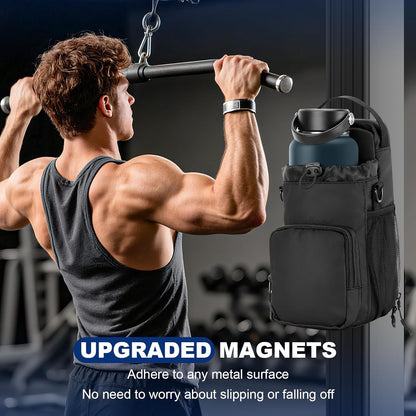 Magnetic Gym Bag Water Bottle Holder for Men and Women, Upgraded Magnetic Gym Bag, Water Bottle Holder With Strap (Black)