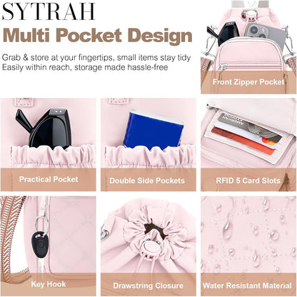 SYTRAH Water Bottle Carrier Bag with Strap, Water Bottle Purse with Phone Pocket 40oz for Walking Hiking
