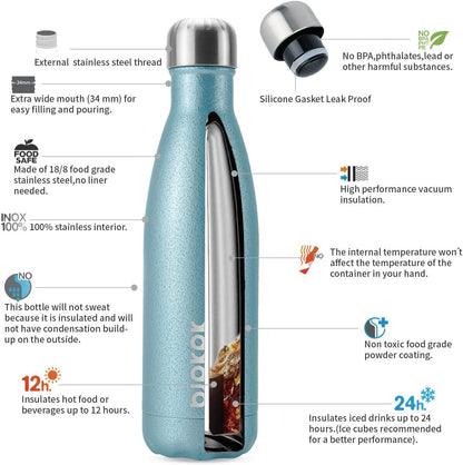 BJPKPK Insulated Water Bottle 12oz Small Stainless Steel Water Bottles Reusable Metal Thermal Keep Cold and Hot,Dreamy Purple - Colors A