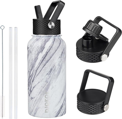 BJPKPK Insulated Water Bottles with Straw Lid, 40oz Stainless Steel Water Bottles with 3 Lids, BPA Free Leakproof Thermo, Tumblers, Cups for Sports, Gym- Midnight - Colors B