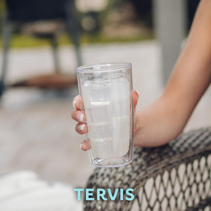 Tervis Clear & Colorful Lidded Made in USA Double Walled Insulated Tumbler Travel Cup Keeps Drinks Cold & Hot, 24oz, Black Lid, 1 Count (Pack of 1)