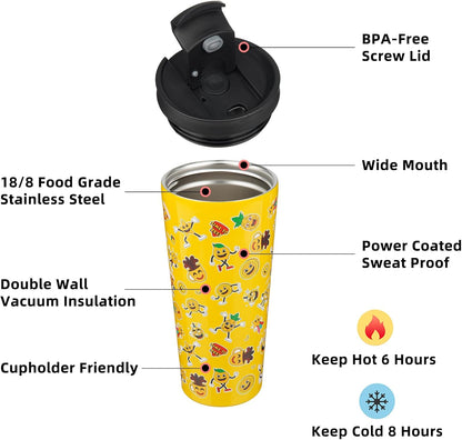 BJPKPK 22oz Insulated Tumbler With lid And Straw Stainless Steel Tumblers Travel Coffee Mug Reusable Thermal Cup,Sky