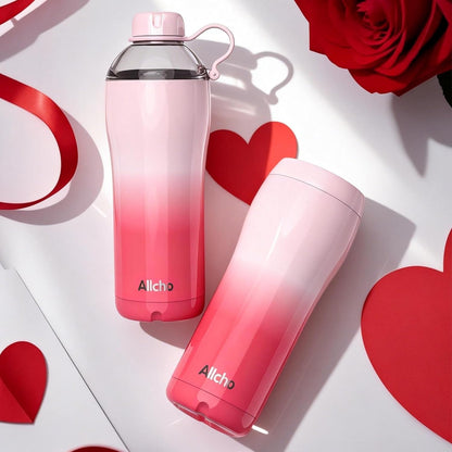 Allcho Insulated Water Bottle for Women, 18oz Stainless Steel Leak Proof Tumbler with 2 Lids, BPA-Free Tritan Chug & Straw Lid, Double Wall Vacuum Flask