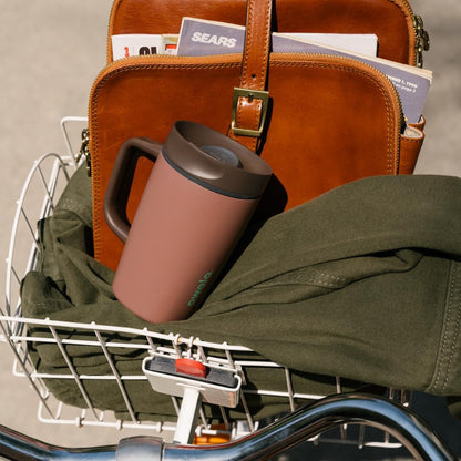 Owala SmoothSip Slider Insulated Stainless Steel Coffee Tumbler, Reusable Iced Coffee Cup, Hot Coffee Travel Mug, BPA Free 20 oz, Grey/Blue (High Dive)