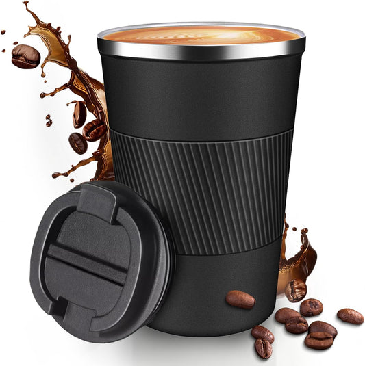 12OZ Travel Coffee Mug Insulated Coffee Cup with Spill Leak Proof Lid, Portable Stainless Steel Tumbler Reusable Hot and Cold Water Mug for Car, Daily, Camping- Blue
