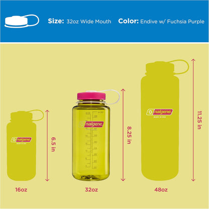 Nalgene 32 oz Wide Mouth Water Bottle | BPA-Free, Durable & Leak Proof, Lightweight Bottle for Hiking & Gym, Work & Travel