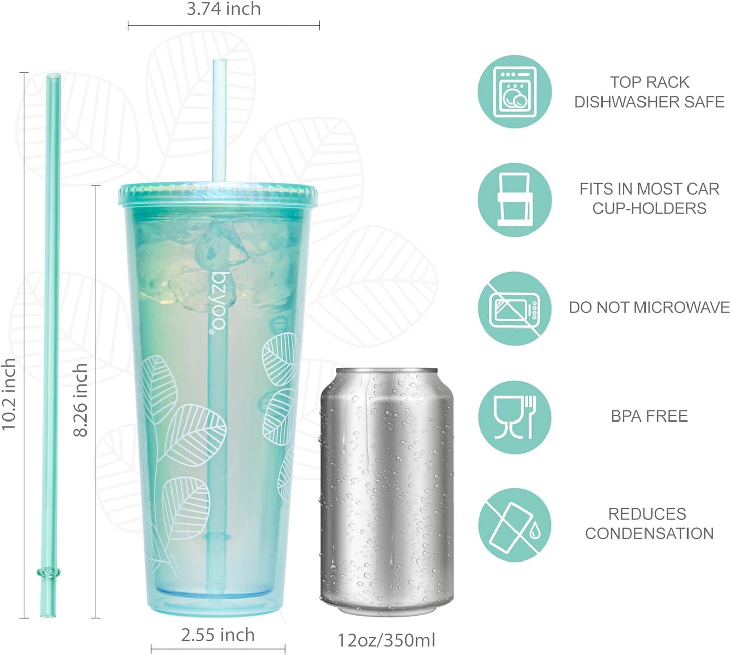 bzyoo SIP 24oz (710ml) Double Wall Plastic Tumbler with Lid and Straw Cold Drink Travel Mug Reusable Party Cup Perfect for Office Ice Coffee or Tea and Gift Color: Pink & Purple