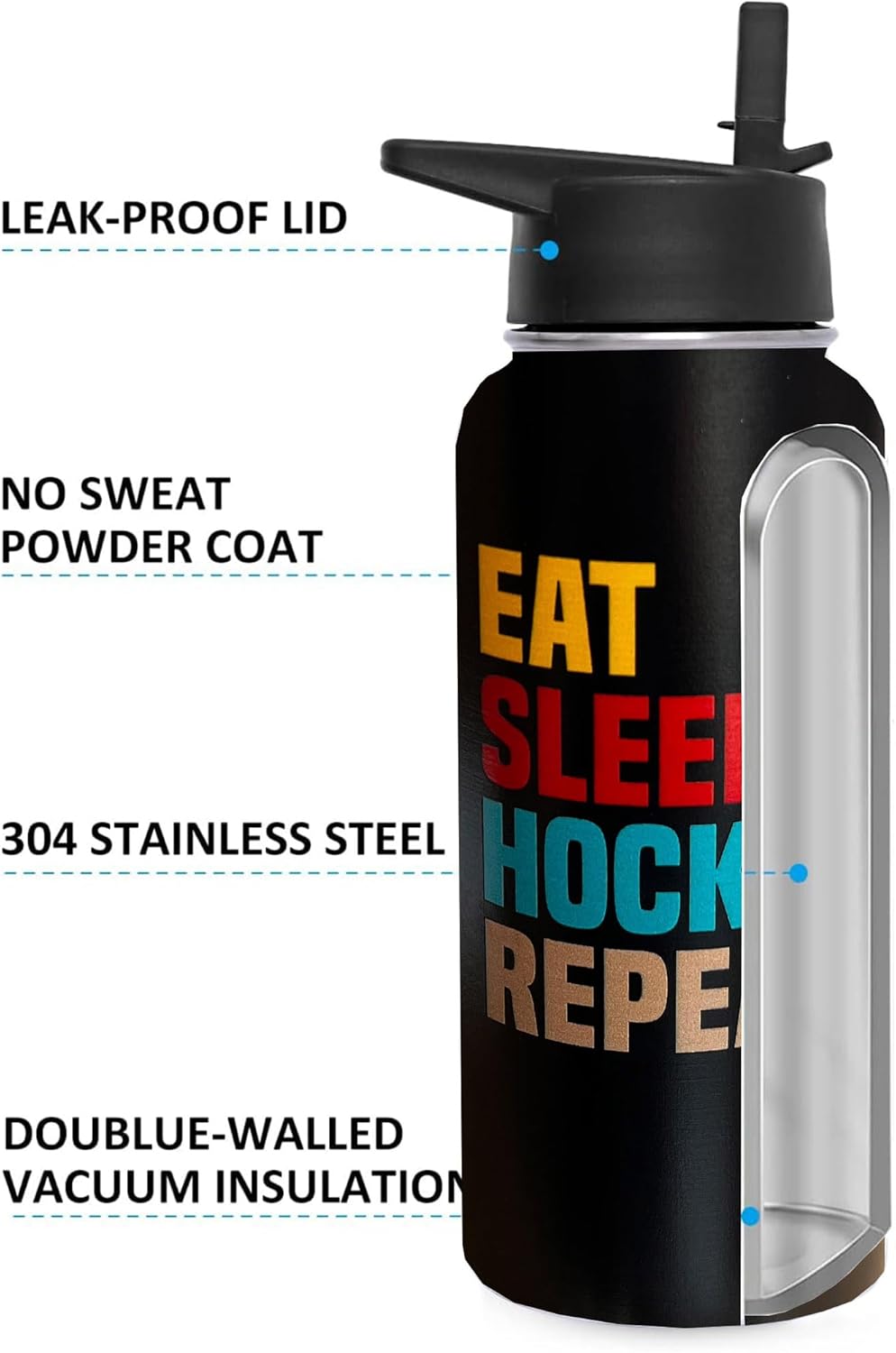 32oz Pickleball Water Bottle Insulated Vacuum Stainless Steel Tumbler Travel Mugs With Straw for Game Sport,Pickleball Accessories