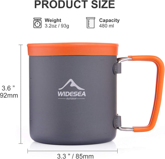 Widesea Lightweight Backpacking Coffee Mug with Collapsible Handle for Travel Picnic Hiking