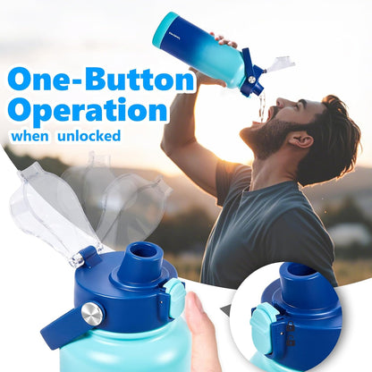 Insulated Water Bottle with Lid & Boot & Stickers, 24 oz Stainless Steel Sweat Free Bottle Keep Cold 24H, BPA-Free Sports Wide Mouth Water Bottle, BlueBlack
