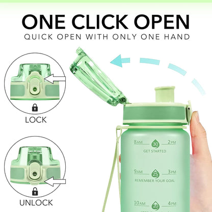 32oz Water Bottle with Time Marker, Motivational Drinking Bottle with Strap, BPA-Free Leak-Proof, Encouraging Water Bottle Time to Drink Water for Gym School Office Travel