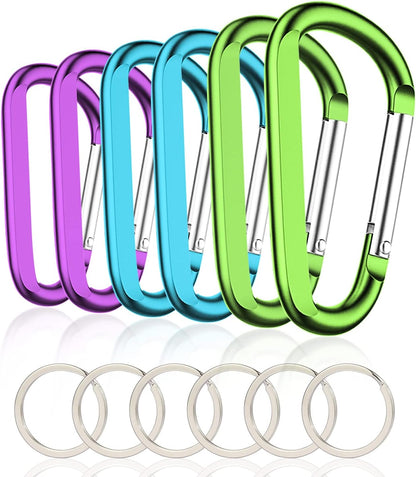 CampTek Carabiner Caribeaner Clip,3" Large Aluminum D Ring Shape Carabeaner with Keyring Keychain Hook