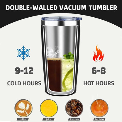 20 oz Tumbler with Lids and Straws, Stainless Steel Insulated Coffee Tumbler, Double Wall Vacuum Insulated Travel Mug Cup, Leakproof Thermal Coffee Cup for Hot and Cold Drinks (azure blue)