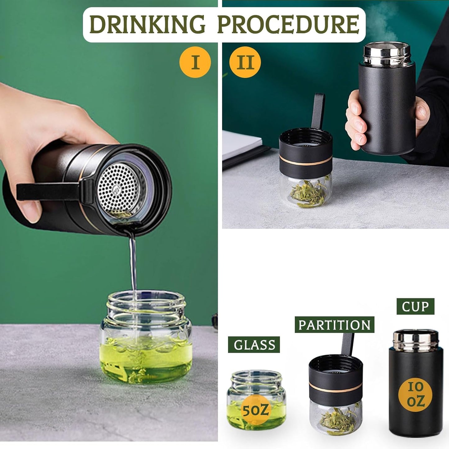 Glass Teapot With Infuser, Travel Tea Mug, Portable Loose Tea Infuser Bottle, Tea Cup With Infuser And Lid, Tea Mug With Infuser For Outdoor tea tumbler at Home