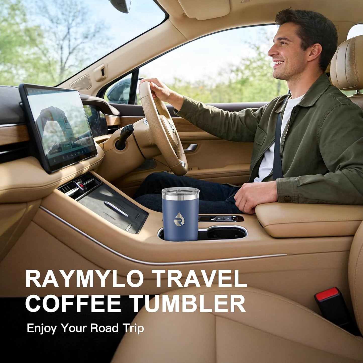 RAYMYLO Insulated Travel Coffee Tumbler 20oz, Detachable & Spill-Proof Slider Lid for Thorough Clean, Stainless Steel Reusable Coffee Mug with Lid Fits Most Car Cup Holder & BPA Free