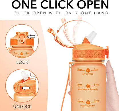 Hyeta 32oz Water Bottles with Straw - Stay Motivated and Hydrated with Convenient Times to Drink Markings, Durable, Leak-proof