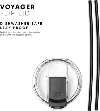 Simple Modern Voyager Tumbler with Flip Lid | Travel Coffee Mug | Insulated Stainless Steel Cold Brew Iced or Hot Coffee Cup | Gifts for Women Men Her Him | 16oz, Almond Birch