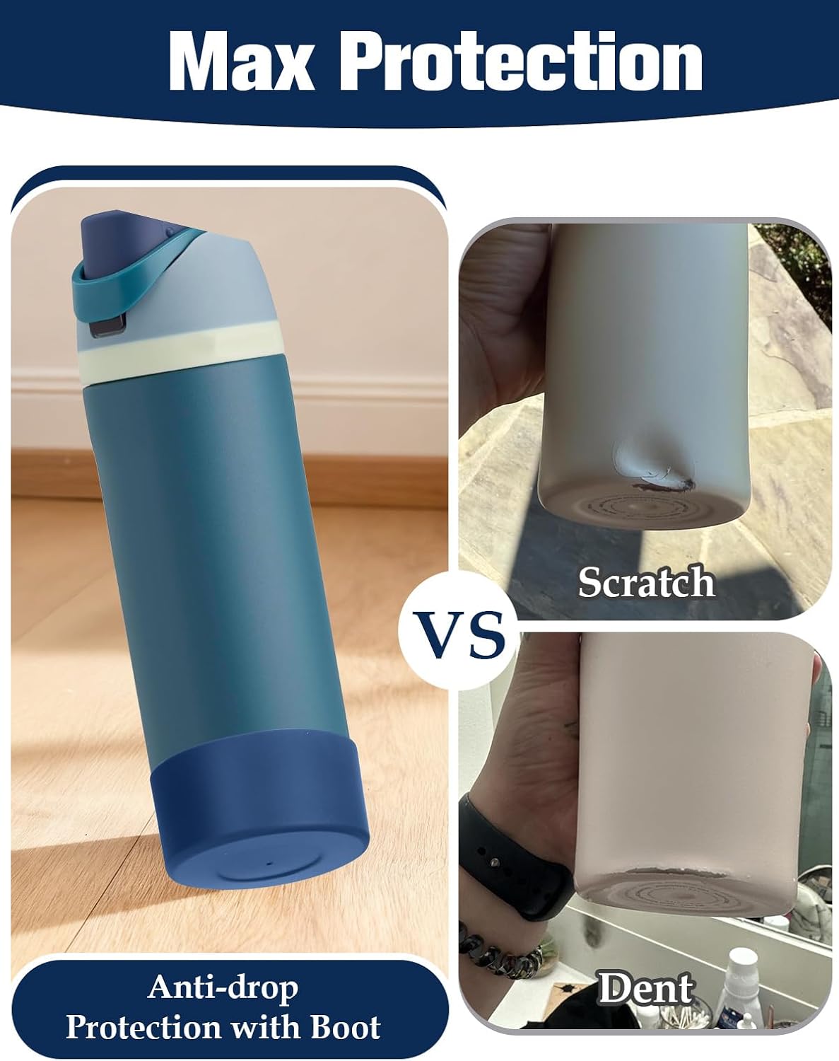 Mity rain 2PCS Silicone Boot for Owala Water Bottle 24 oz 32 oz, Anti-Slip Protective Sleeve Bottom Bumper Protector for FreeSip Stainless Steel Water Bottles Accessories