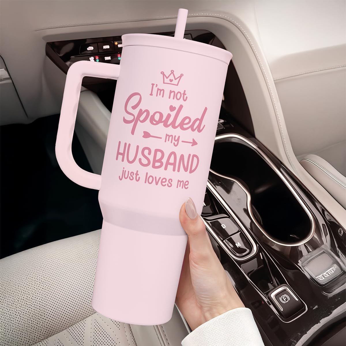 Floral Tumbler with Handle 40oz, Stainless Steel Insulated Tumblers Coffee Travel Mug Cup with Straw, Flower Coffee Cup Gifts for Women Girls, Gift for Her on Christmas Birthday Mothers Day