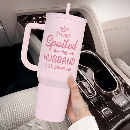 Floral Tumbler with Handle 40oz, Stainless Steel Insulated Tumblers Coffee Travel Mug Cup with Straw, Flower Coffee Cup Gifts for Women Girls, Gift for Her on Christmas Birthday Mothers Day