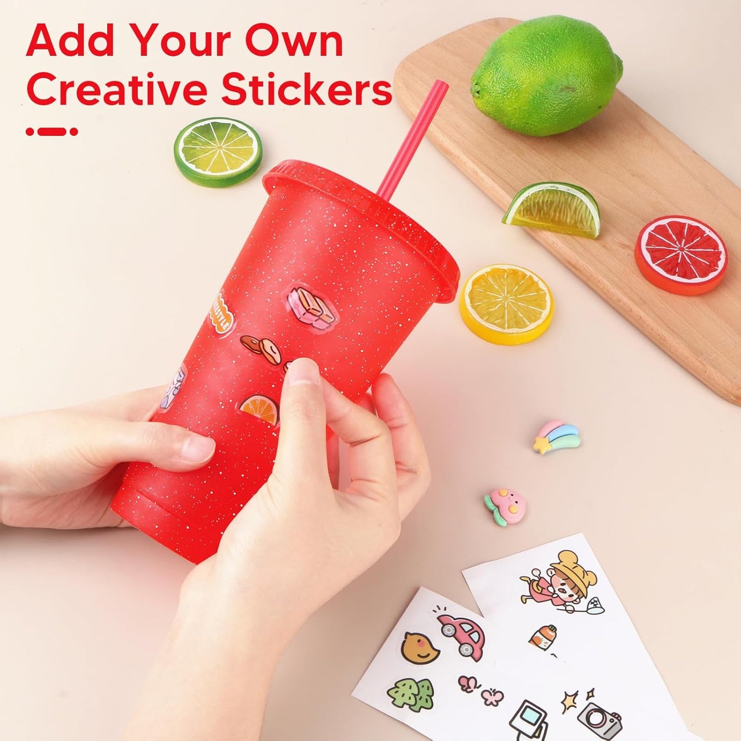 24 Pack Plastic Tumblers with Lids and Straw, Reusable Cups with Lids and Straws Colorful Cups for Cold Drink Iced Coffee, Plastic Tumbler Bulk for Party Birthday Gifts (24 oz, Stylish Colors)