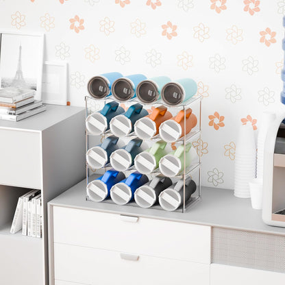 Yieach Larger Compartments Stackable Water Bottle Organizer for 40 oz Stanley Cup Holder,Yeti and Other Tumbler Organizer,3 Tier Wine Rack and Waterbottle Storage Rack for Kitchen Cabinets,Countertop