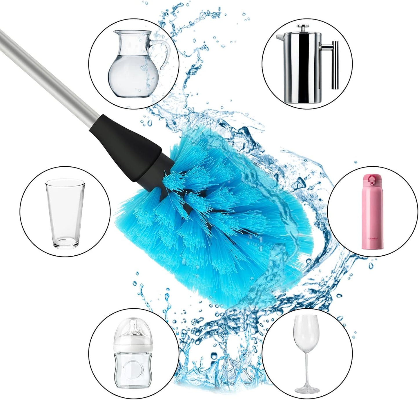 Long Bottle Brush, 17 in Bendable Cleaner Brushes for Cleaning Neck Beer Bottles, Wine, Baby Bottles, Water Bottles, Tumblers, Flask, Bird Feeder, Vase, Pipes and Brewing Supplies Black/1Pack
