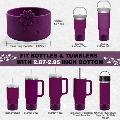 Hpbel Protective Silicone Boot for Stanley Cup Accessories Compatible with Stanley Cup Boot 40/30z and More Bottles with 2.95in Bottom for Water Bottle Flower Tumbler Accessories
