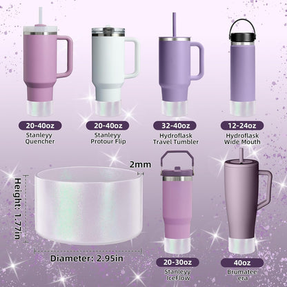 Glossy Gradient Silicone Boot, Compatible with Stanley H2.0 20-40oz & IceFlow 20-30oz, Chameleon Metallic Shimmer Cup Sleeve Protector for Hydroflask and Bottle Bottom with 2.8-3in