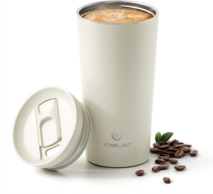 Ideus 17 oz Travel Coffee Mug, Double Wall Vacuum Stainless Steel Insulated Coffee Tumbler With Lid, Splash-Proof & Cup Holder Friendly, Keeps Drinks Hot/Cold, Dishwasher Safe, Purple
