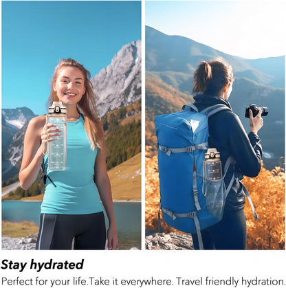 32oz Water Bottle with Time Marker, Motivational Drinking Bottle with Strap, BPA-Free Leak-Proof, Encouraging Water Bottle Time to Drink Water for Gym School Office Travel