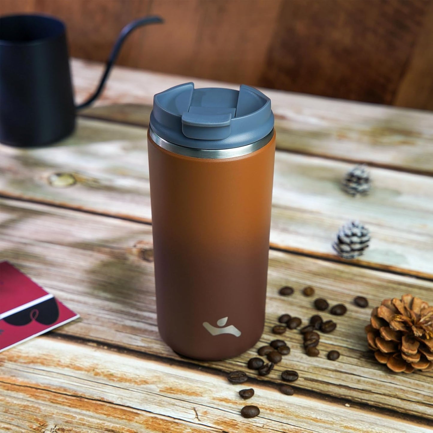 Konokyo Tumbler with Lid, 16 oz Travel Coffee Mug Double Wall Vacuum Stainless Steel Thermal Metal Cup Insulated Water Bottle,Navy Blue
