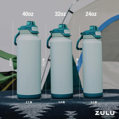 ZULU Powerfill Pro 32oz Stainless Steel Water Bottle with Quick Fill Lid, Triple Walled Vacuum Insulated Metal, Leak Proof Locking Lid, Sip and Chug, Reusable BPA Free, High Tide
