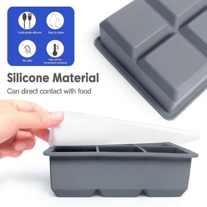 Excnorm Silicone Ice Cube Trays 3 Pack - Large Size Silicone Ice Cube Molds with Leak Proof Removable Lid Square Ice Cube Tray And BPA Free for Cocktail,Whiskey, Stackable Flexible Ice