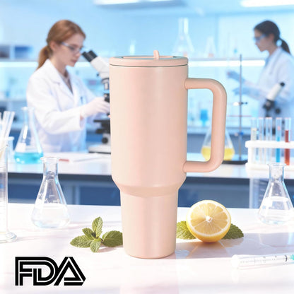 40 oz Insulated Tumbler with Handle,Flip Straw,Lid & Rubber Base Stainless Steel Water Bottle - Leak Proof Vacuum Insulated Mug BPA Free Reusable Travel Cup Gifts for Women/Men (light blue)