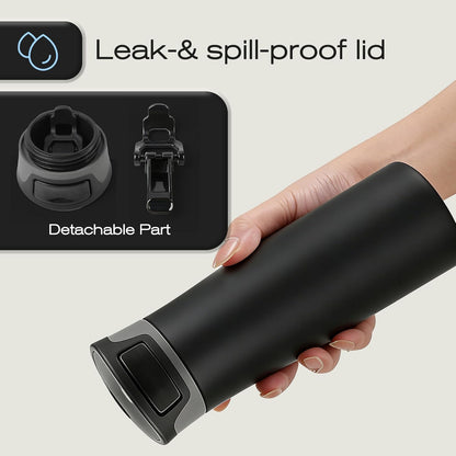 17 oz / 500 ml Travel Coffee Mug, One-Handed Pink Insulated Coffee Tumbler with Lid, Leak Proof Stainless Steel Coffee Cup, Reusable Water Bottle for Office, Car, Travel, Hot Coffee and Cold Drinks
