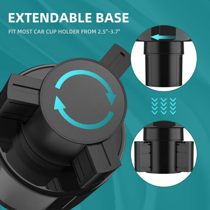 TYKOR Car Cup Holder Expander Adapter with Offset Base, Cup Holder Extender for Car Compatible with Yeti 14/24/36oz, Hydro Flasks 32/40oz, Other Large Water Bottles and Mugs in 3.2"-4.0"