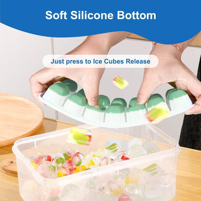 Ice Cube Tray with Lid, 3 Pack Silicone Easy-Release Ice Trays for Freezer, Stackable Ice Cube Molds for Drinks, Cocktails, Whiskey, Coffee - BPA-Free and Odor-Free,Ice Cube Trays for Freezer