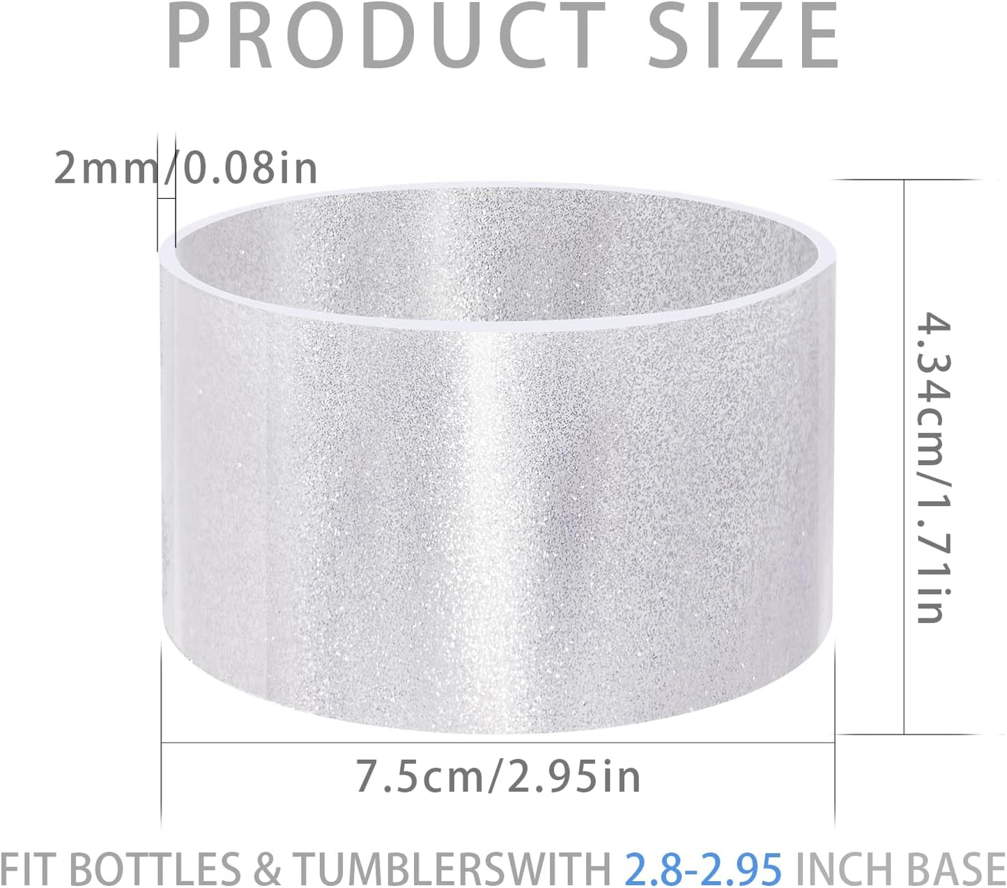 Jelly Luster Glitter Silicone Transparent Boot for Stanley 20-40oz, Compatible with Hydro Flask or Other Water Bottle Tumbler, 2.85-3.0 inch Protective Anti-Slip Bottom Sleeve Cover