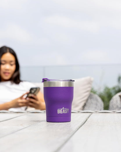 Beast 10 oz Tumbler Stainless Steel Vacuum Insulated Coffee Ice Cup Double Wall Travel Flask (Arctic White)