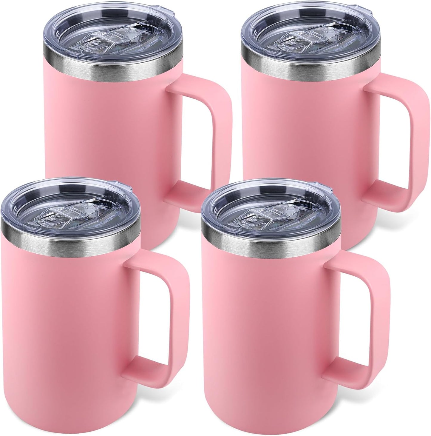 22oz Insulated Coffee Mug with Handle & Leak-Proof Lid - Double Wall Stainless Steel Travel Tumbler for Commute/Office/Home, Orange, 1 Pack