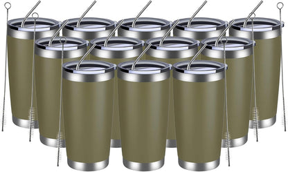 MEWAY 20oz Tumbler Cup Double Wall Vacuum Insulated Travel Mug Bulk, Stainless Steel Tumblers with Lid and Straw, Durable Powder Coated Coffee Cups for Cold & Hot Drinks (Navy, 1)