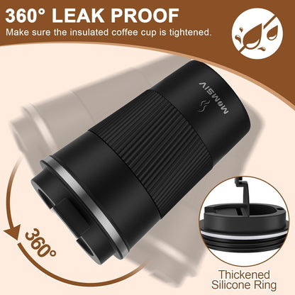 MOMSIV 12oz Travel Mug, Insulated Coffee Cup with Leakproof Lid, Travel Coffee Mug Vacuum Stainless Steel Double Walled Reusable Coffee Cup for Hot and Cold Water Coffee