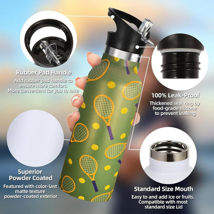 Pickleball Gifts,Pickle Water Bottle with Straw Lid Insulated Stainless Steel Travel Mugs for Sport Gym Outdoor 20oz