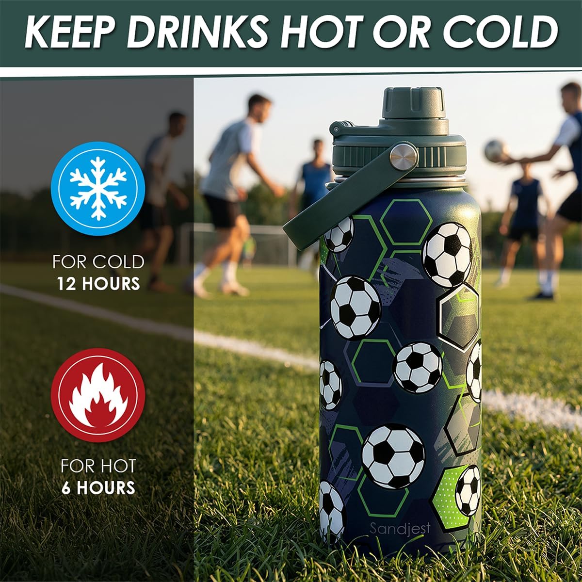 SANDJEST Gym Insulated Engraved Stainless Steel Water Bottle 32oz, Vacuum Chug Lid Travel Tumbler For Men Friends Dad Gymer Trainer, Gym Mode on, Birthday Christmas Father's Day